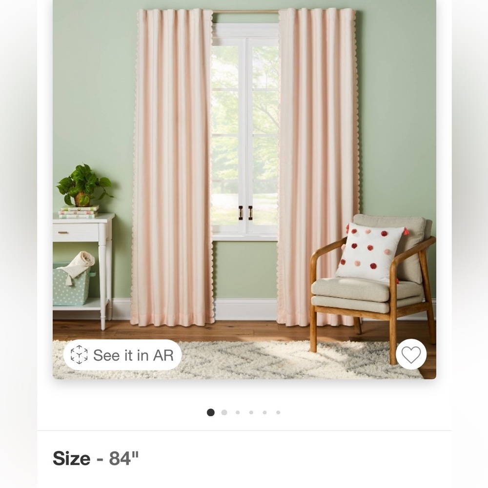 TWO Pillowfort Scallop Blackout Curtain Panels-Pink 84”